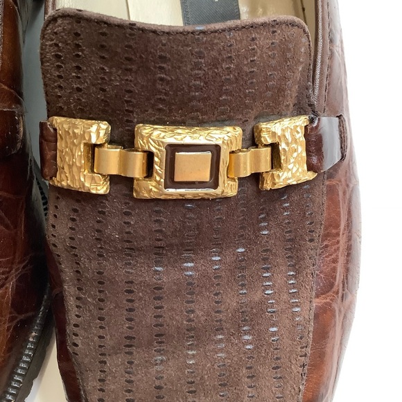 BALLY Brown Tranca Italian Leather & Suede Loafers Size 38 - Picture 4 of 12
